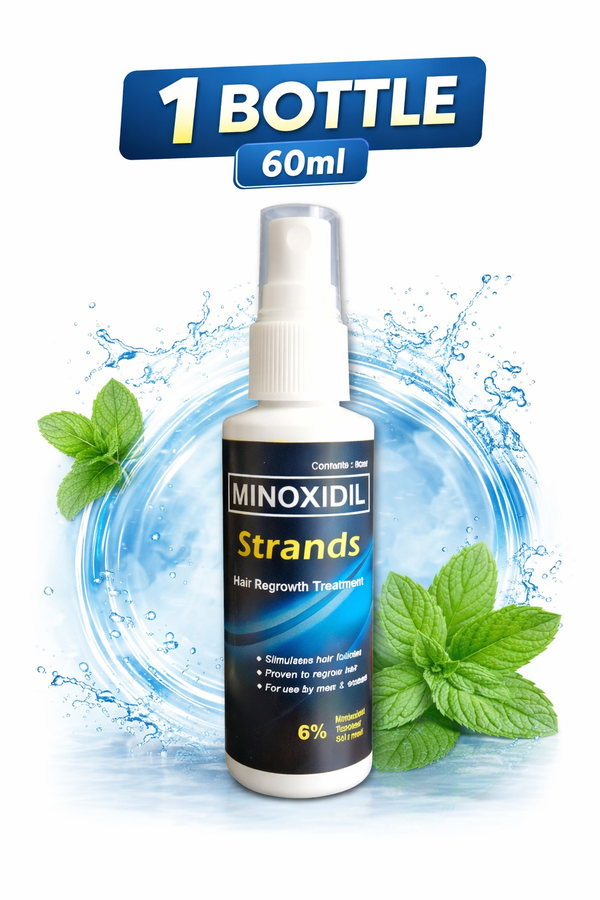 Strands Minoxidil 6% – Fast Hair Regrowth Treatment (60ml, 1 Bottle)
