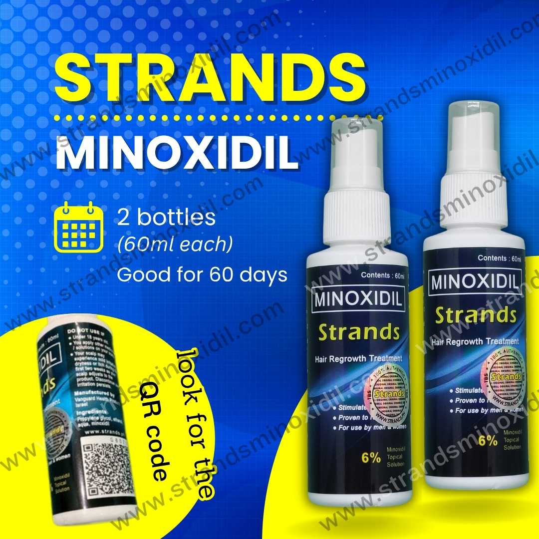 Strands Minoxidil 6% – Fast Hair Regrowth Treatment (2 Bottles, 60ml per bottle)
