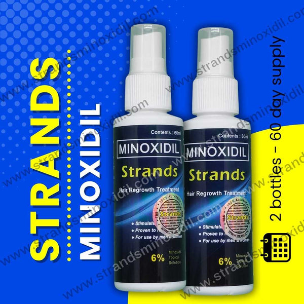 Strands Minoxidil 6% – Fast Hair Regrowth Treatment (2 Bottles, 60ml per bottle)